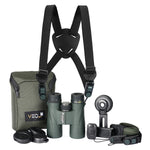 VEO ED 10x42 ED Glass Binocular Bundle w/ Digiscope Adapter, Harness, Deluxe Strap, Lifetime Warranty